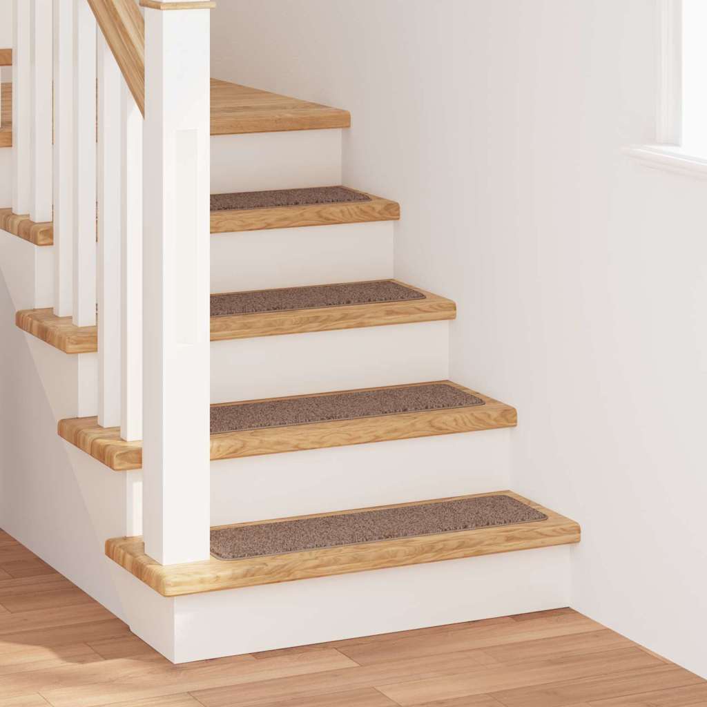 Anti-slip Stair Mats Latex backing 15 pcs Brown 75 x 20 cm PP