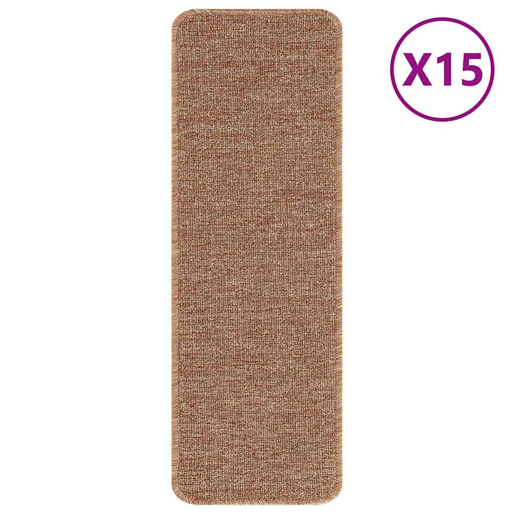 Anti-slip Stair Mats Latex backing 15 pcs Yellow 60 x 25 cm PP