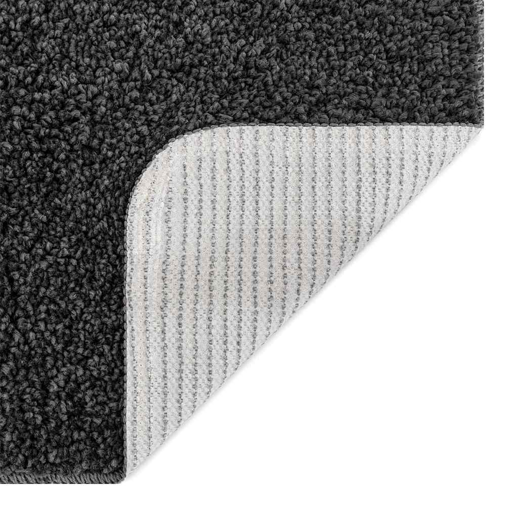 Anti-slip Bath Mat with Toilet Cut Dark Grey 50 x 50 cm PP