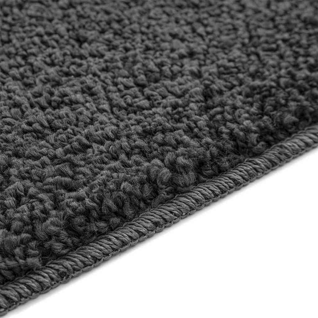 Anti-slip Bath Mat with Toilet Cut Dark Grey 50 x 50 cm PP