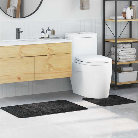 Anti-slip Bath Mat Set 2 pcs Dark Grey 50 x 50 cm PP