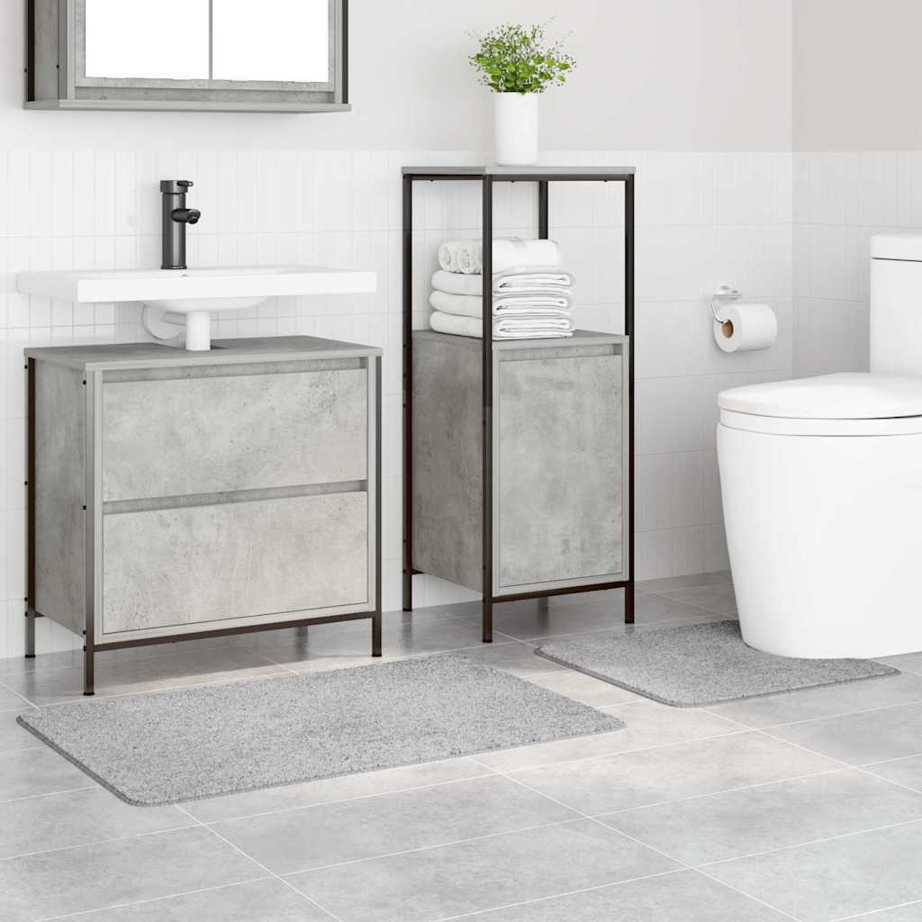 Anti-slip Bath Mat Set 2 pcs Grey PP