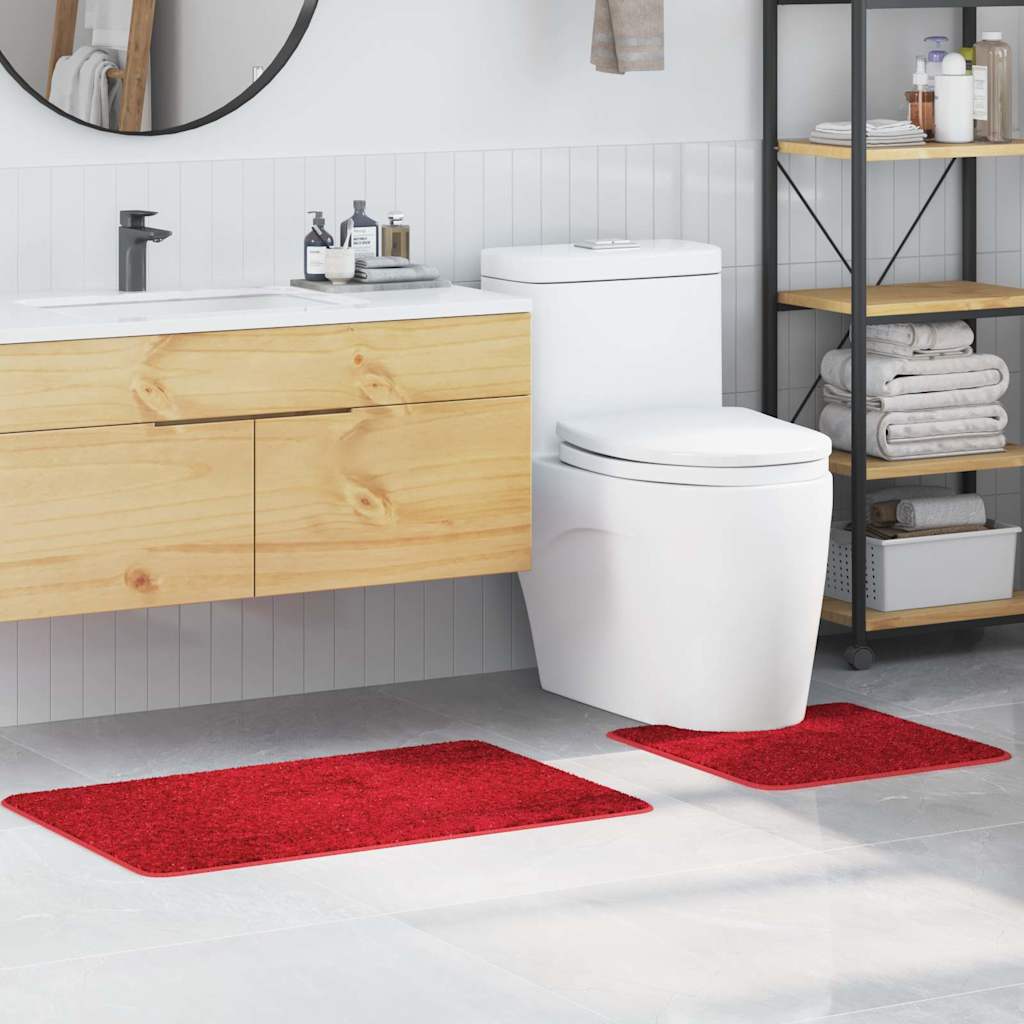 Anti-slip Bath Mat Set 2 pcs Red PP