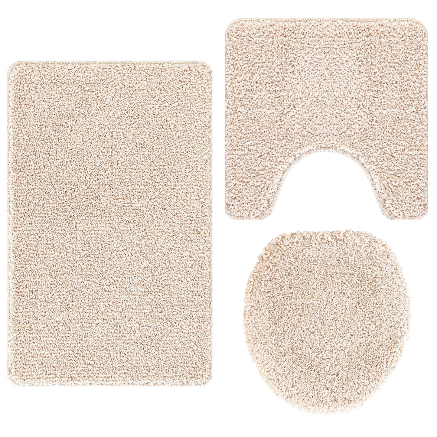 Anti-slip Bath Mat Set 3 pcs Cream PP