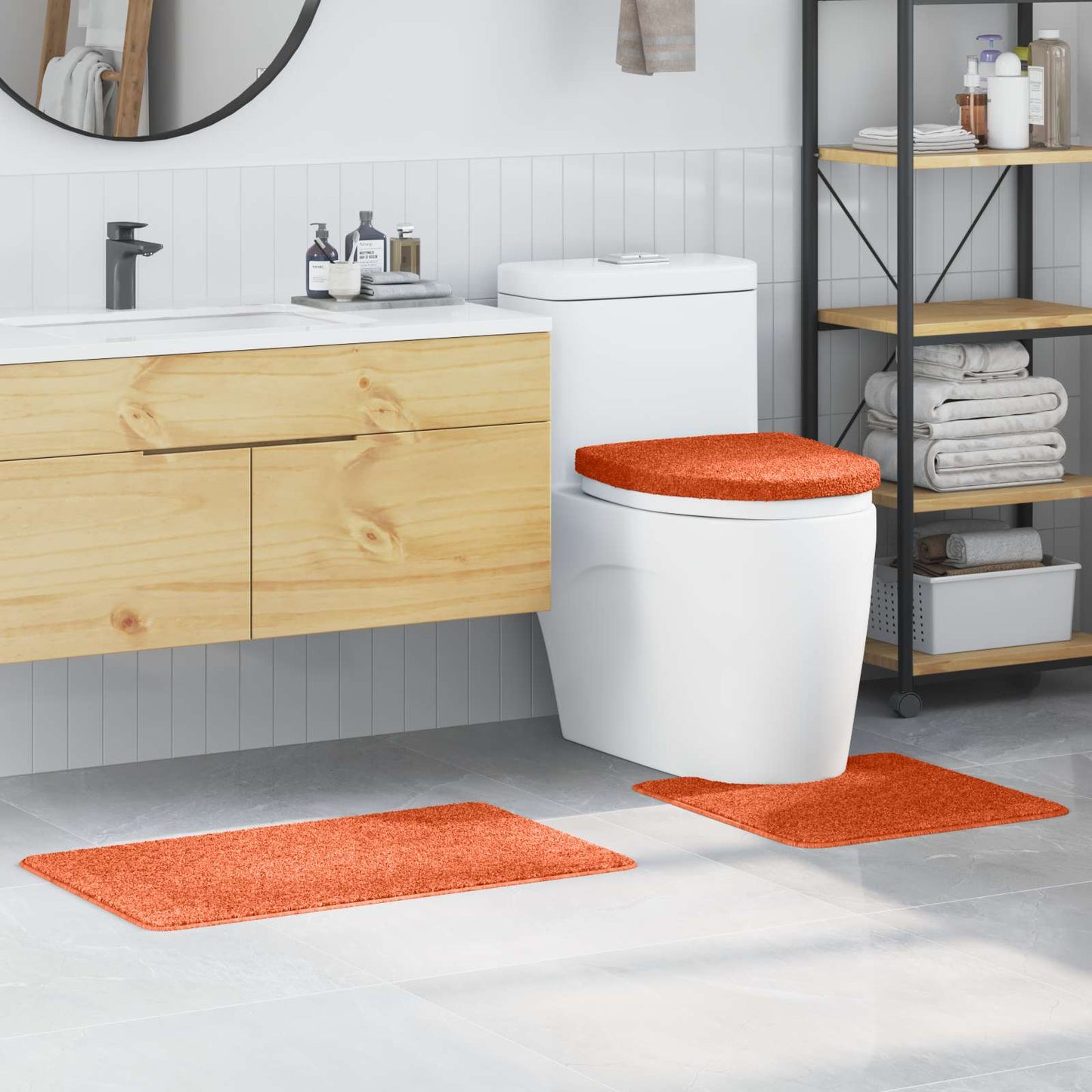 Anti-slip Bath Mat Set 3 pcs Orange PP