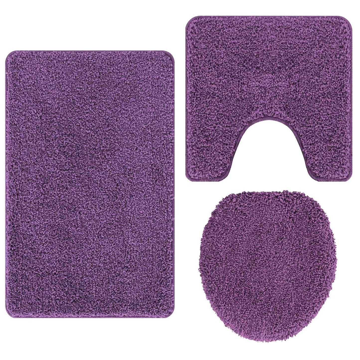 Anti-slip Bath Mat Set 3 pcs Purple PP