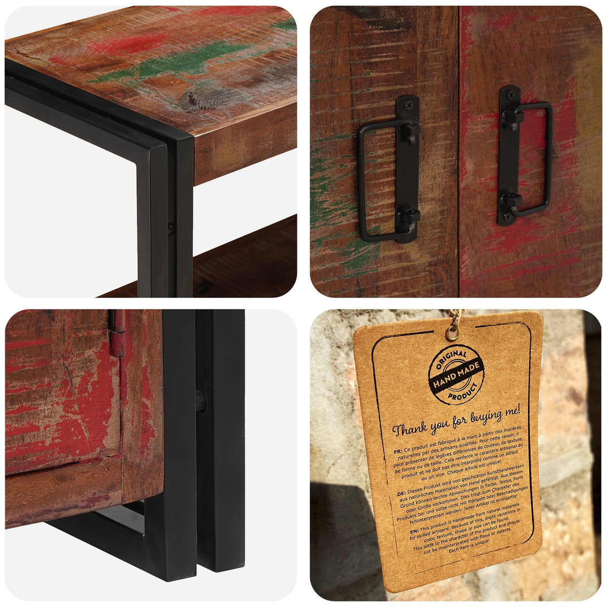 Bookshelf with Doors Brown Solid Reclaimed Wood and Metal