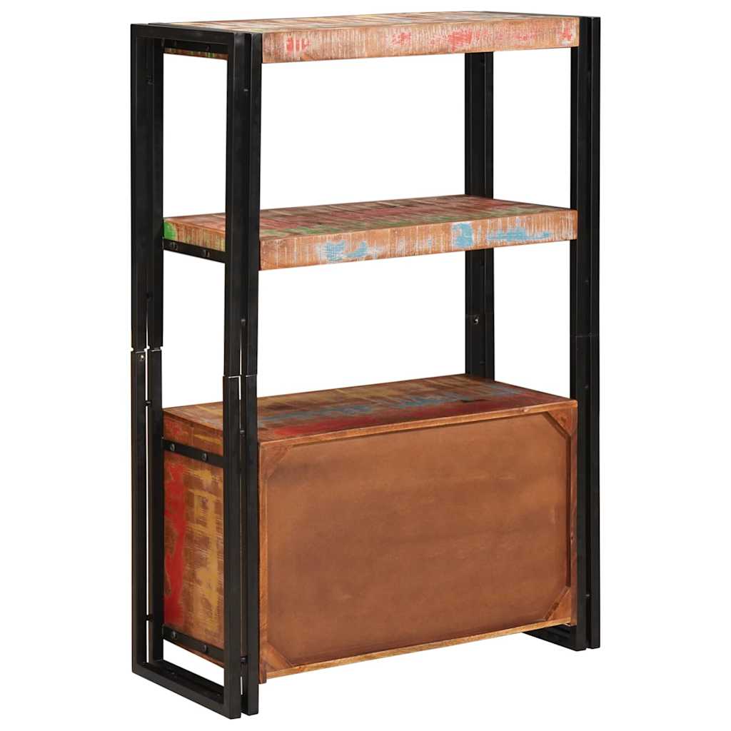 Bookshelf with Doors Brown Solid Reclaimed Wood and Metal