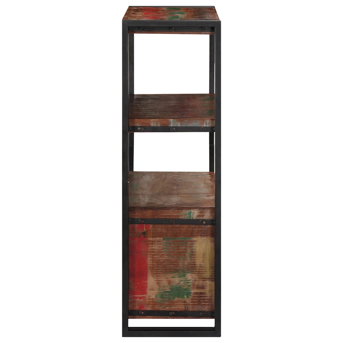 Bookshelf with Doors Brown Solid Reclaimed Wood and Metal