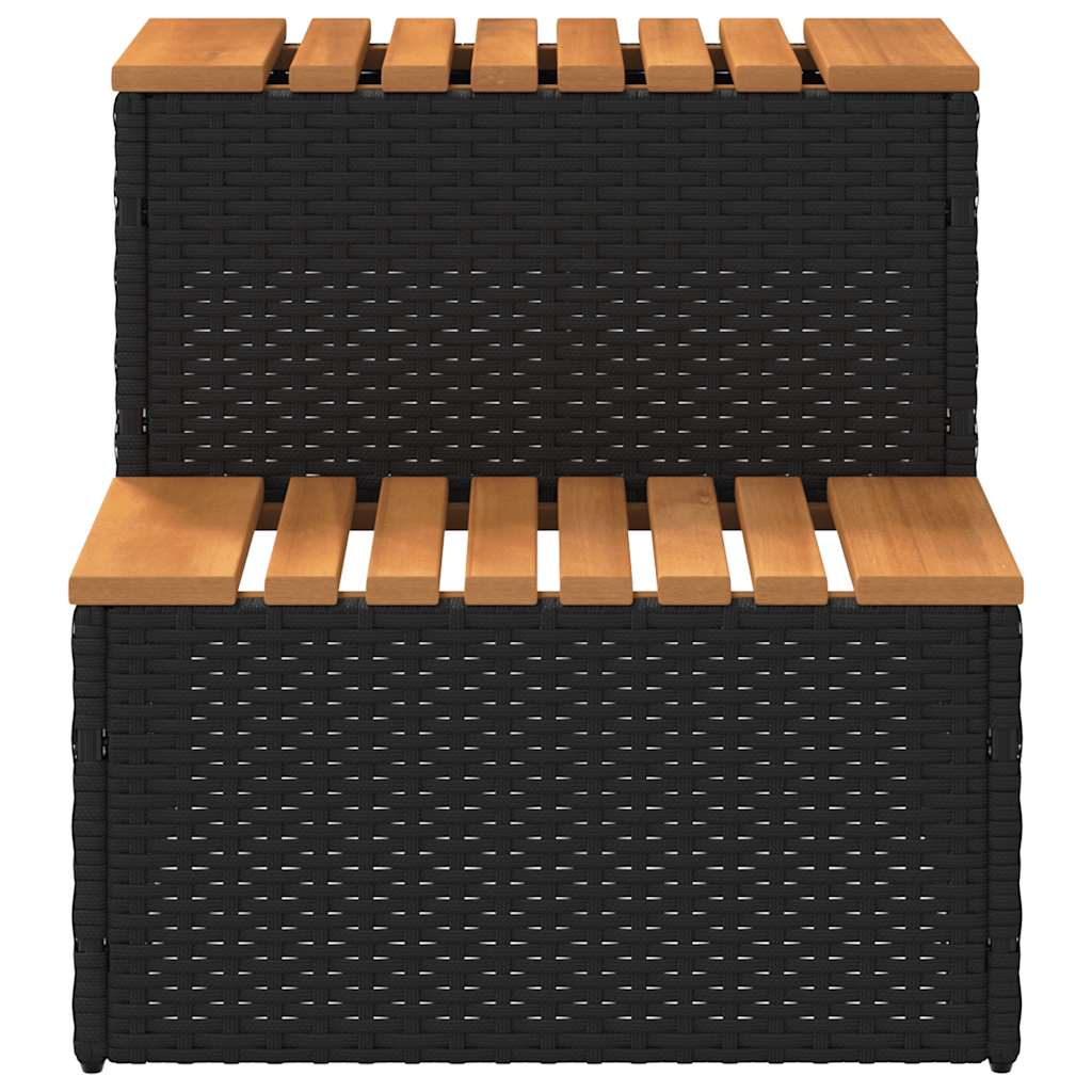 vidaXL Hot Tub Step Black 50x50x50.5 cm Poly Rattan and Solid Acacia