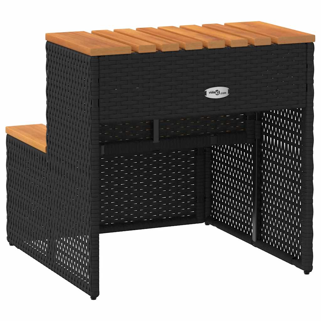 vidaXL Hot Tub Step Black 50x50x50.5 cm Poly Rattan and Solid Acacia