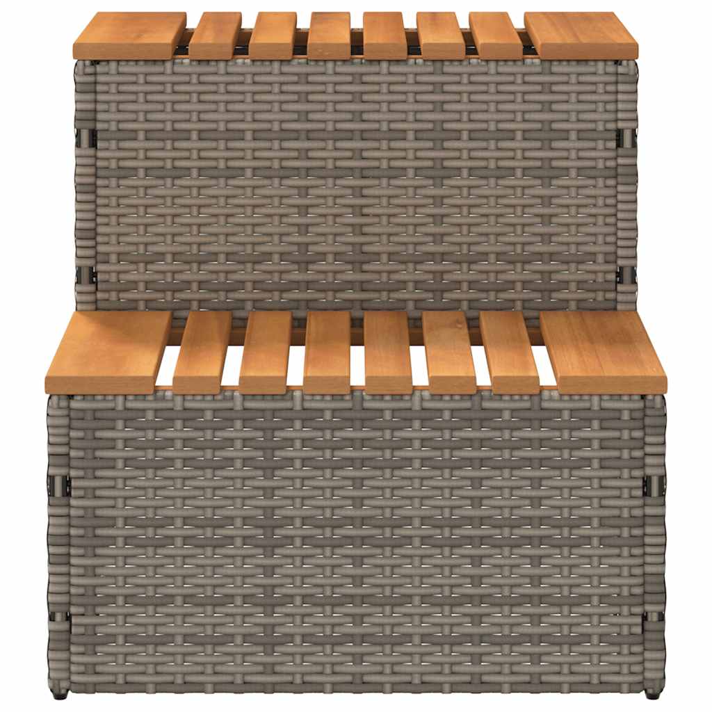 vidaXL Hot Tub Step Grey 50x50x50.5 cm Poly Rattan and Solid Acacia