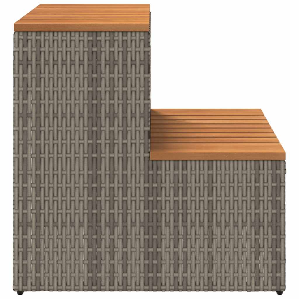 vidaXL Hot Tub Step Grey 50x50x50.5 cm Poly Rattan and Solid Acacia