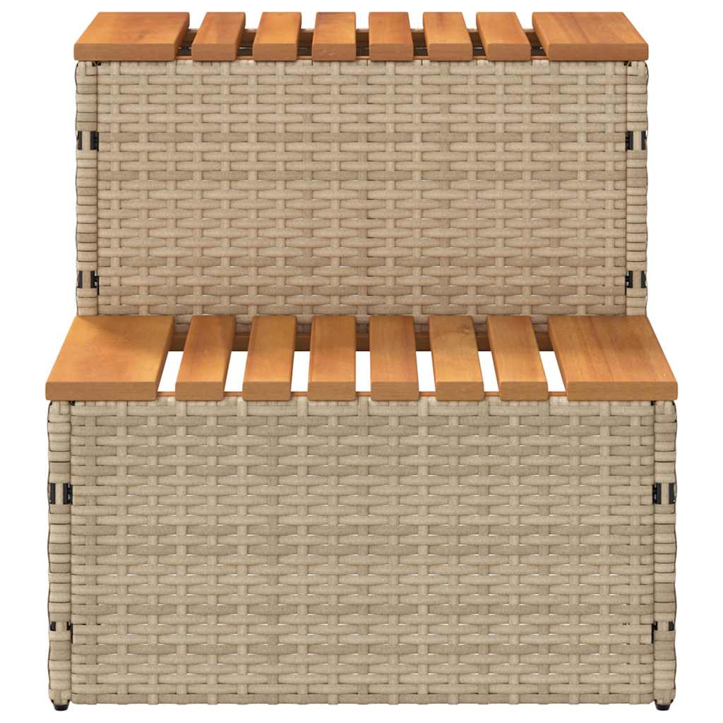 vidaXL Hot Tub Step Beige 50x50x50.5 cm Poly Rattan and Solid Acacia