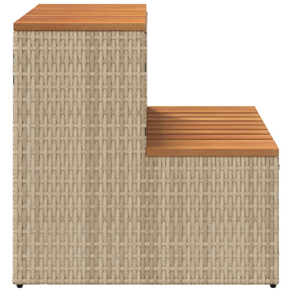 vidaXL Hot Tub Step Beige 50x50x50.5 cm Poly Rattan and Solid Acacia