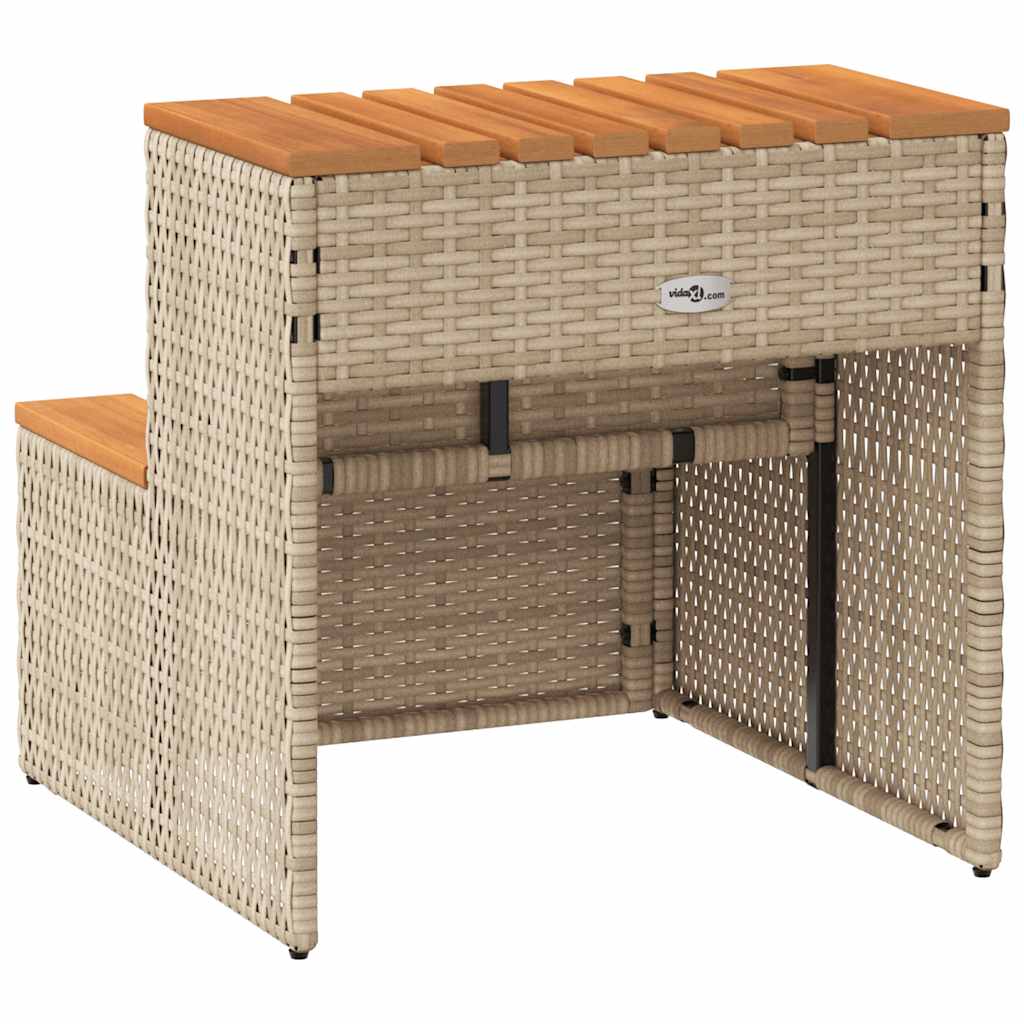 vidaXL Hot Tub Step Beige 50x50x50.5 cm Poly Rattan and Solid Acacia