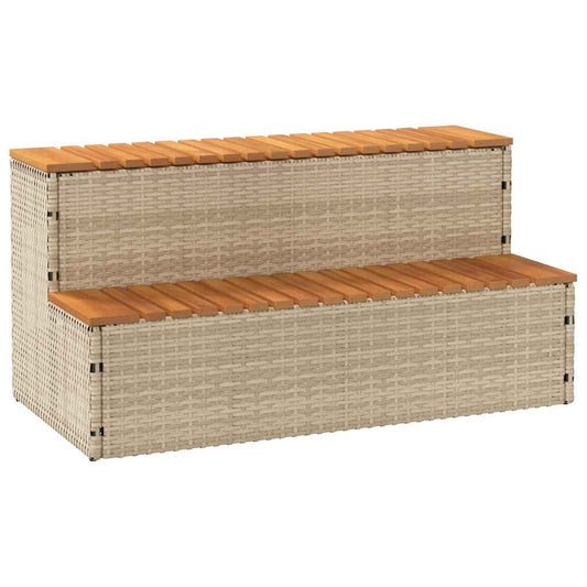 vidaXL Hot Tub Step Beige 100x50x50.5 cm Poly Rattan and Solid Acacia