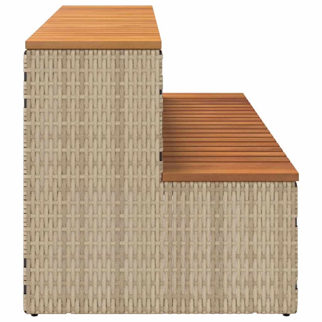 vidaXL Hot Tub Step Beige 100x50x50.5 cm Poly Rattan and Solid Acacia