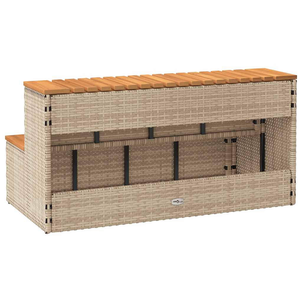 vidaXL Hot Tub Step Beige 100x50x50.5 cm Poly Rattan and Solid Acacia