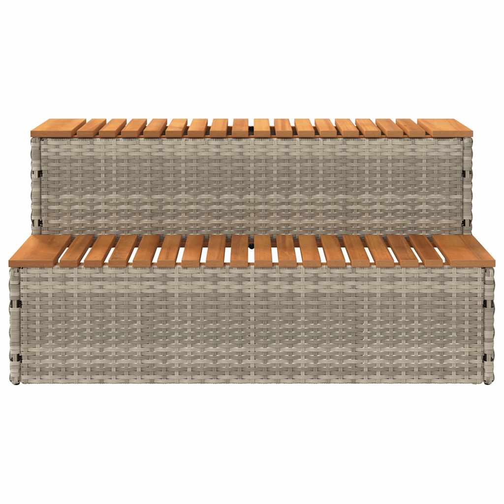 vidaXL Hot Tub Step Light Grey 100x50x50.5 cm Poly Rattan and Solid Acacia