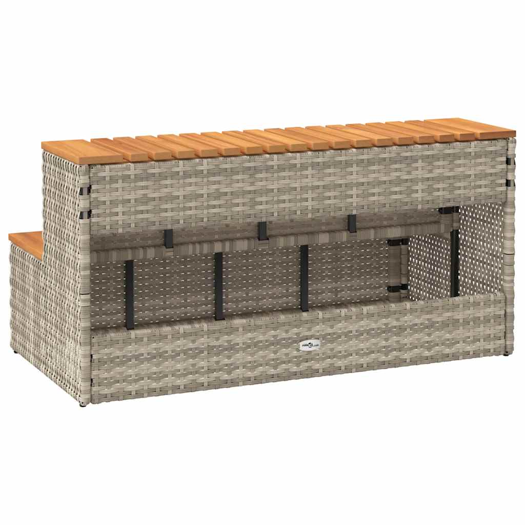 vidaXL Hot Tub Step Light Grey 100x50x50.5 cm Poly Rattan and Solid Acacia