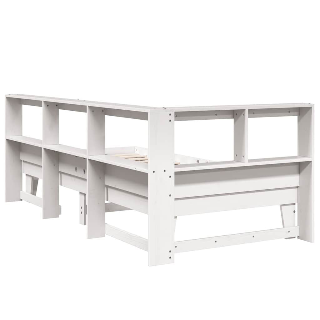 vidaXL Bookcase Bed without Mattress White 100x200cm Solid Wood Pine