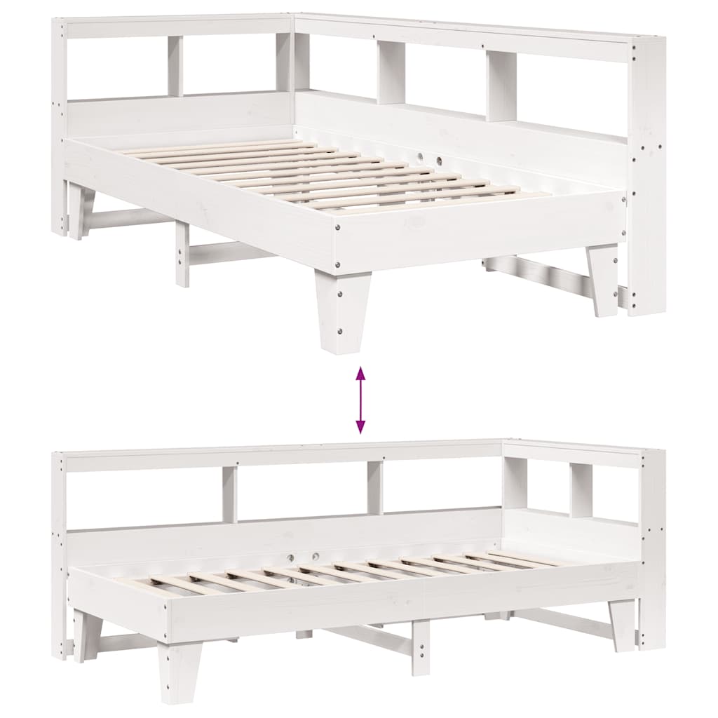 vidaXL Bookcase Bed without Mattress White 100x200cm Solid Wood Pine