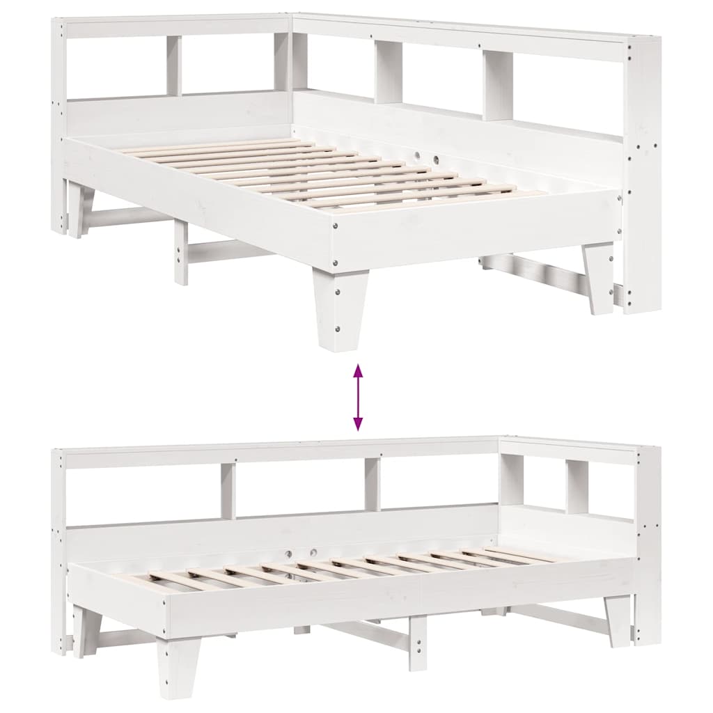 vidaXL Bookcase Bed without Mattress White 90x200cm Solid Wood Pine