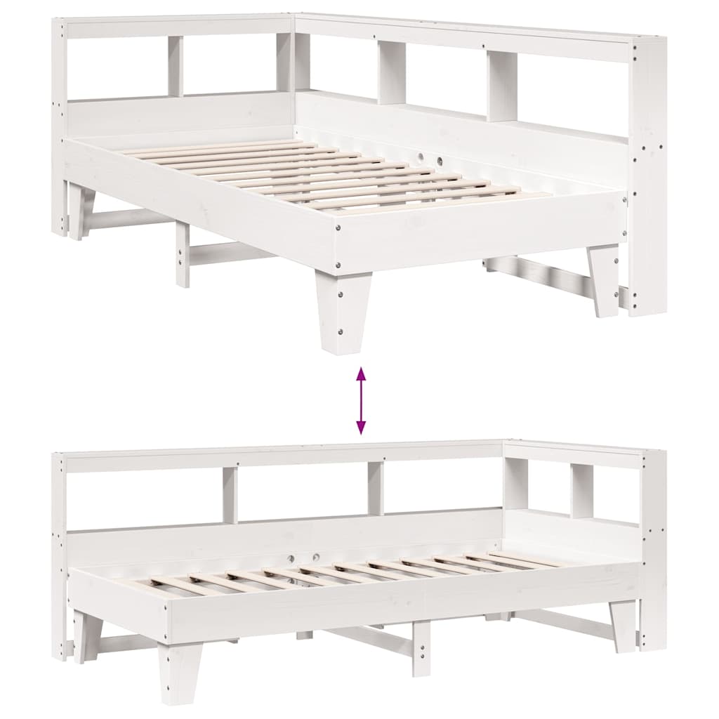 vidaXL Bookcase Bed without Mattress White 90x190cm Solid Wood Pine