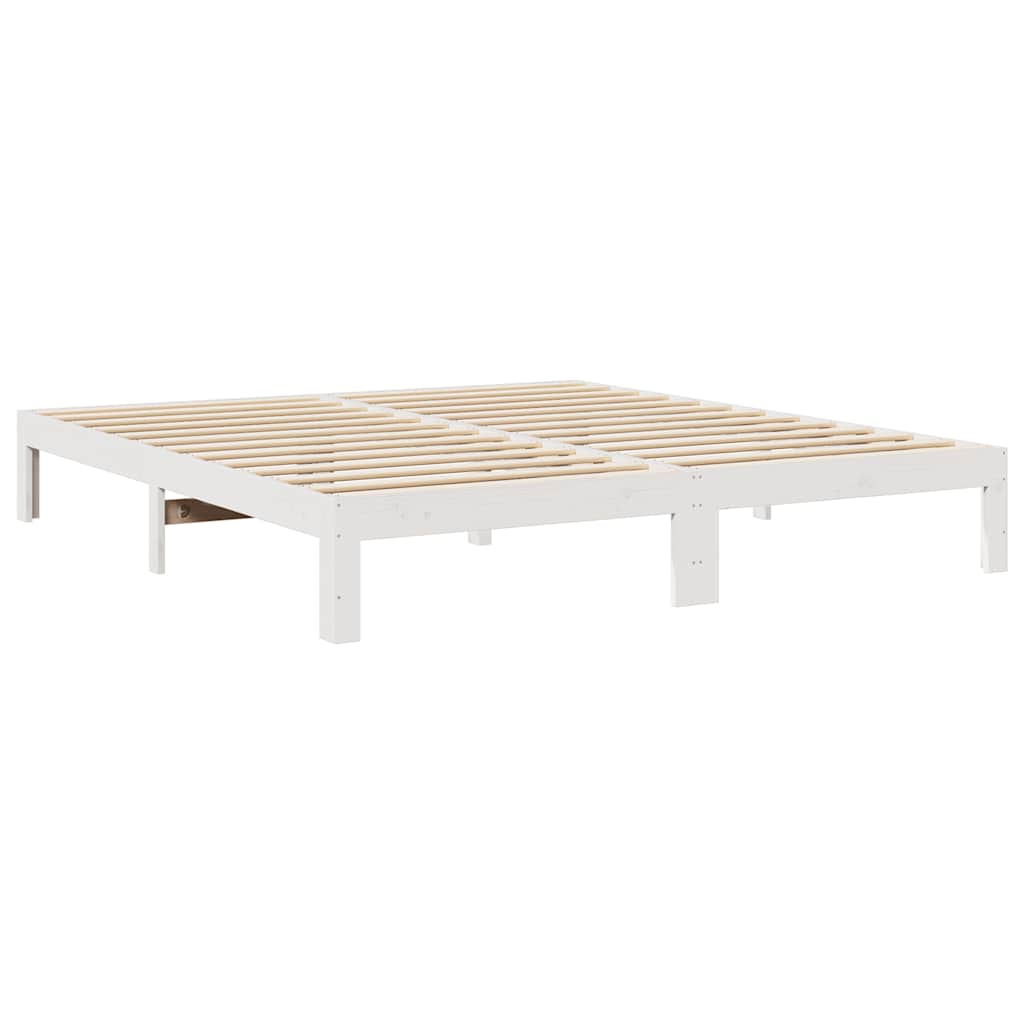 Family Bed Frame No Mattress White 240x200 cm Solid Wood Pine