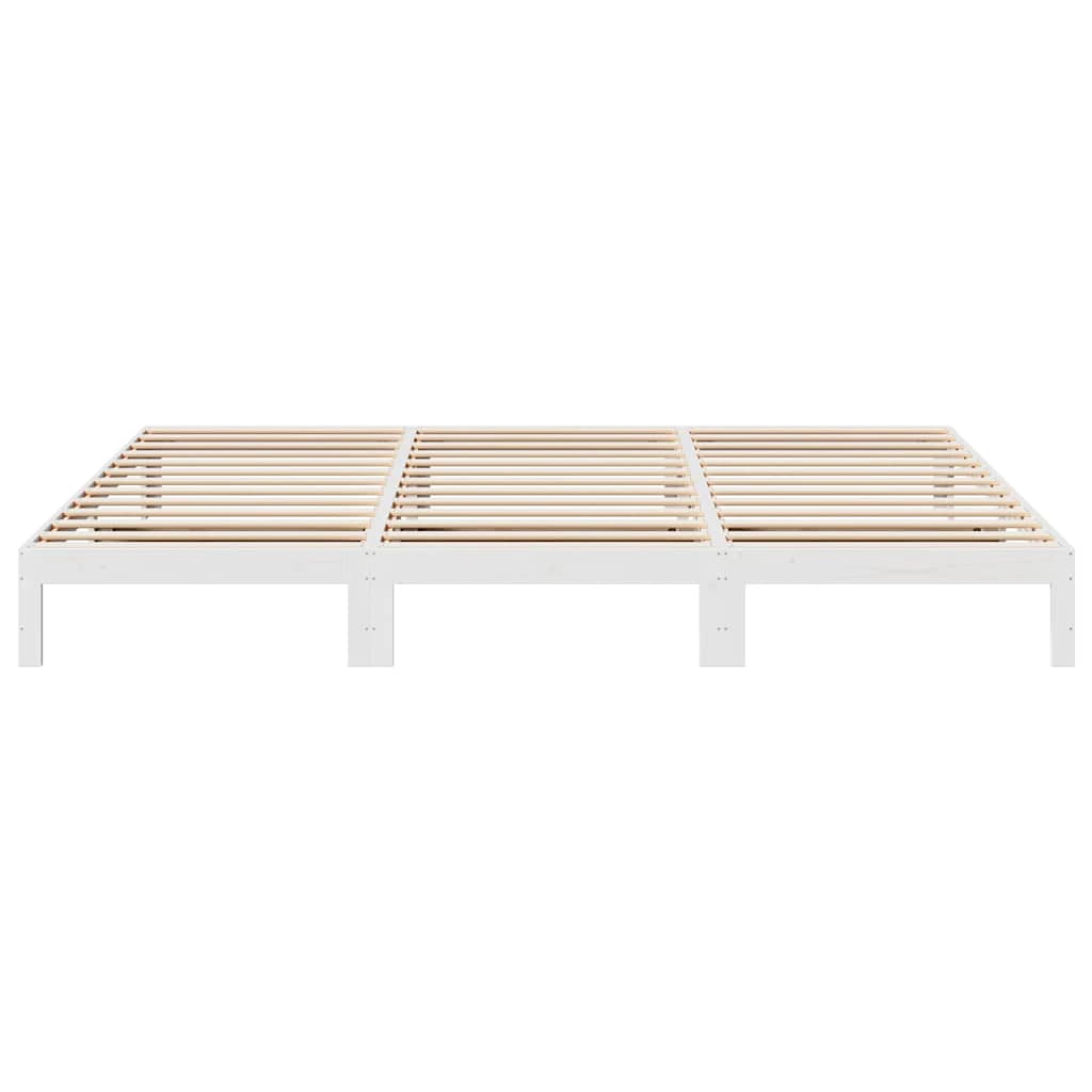 Family Bed Frame No Mattress White 240x200 cm Solid Wood Pine