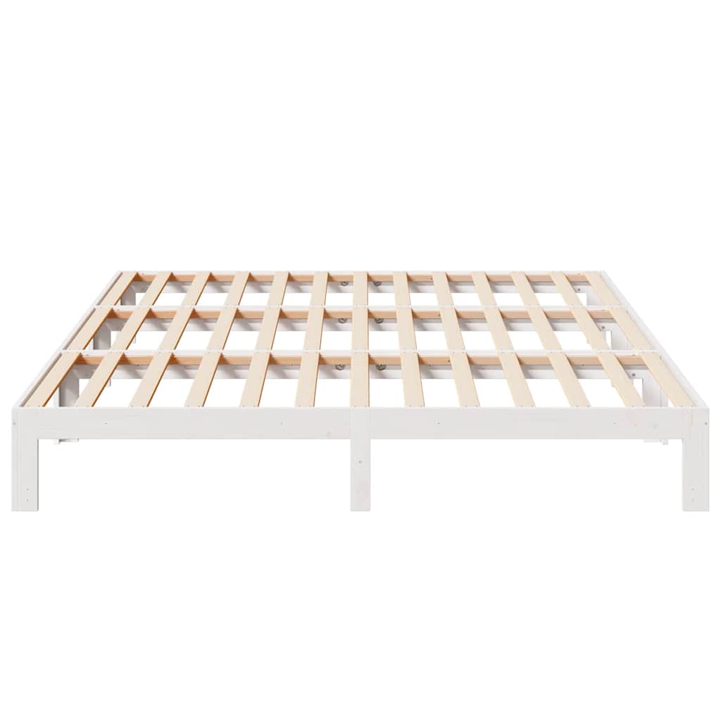 Family Bed Frame No Mattress White 240x200 cm Solid Wood Pine