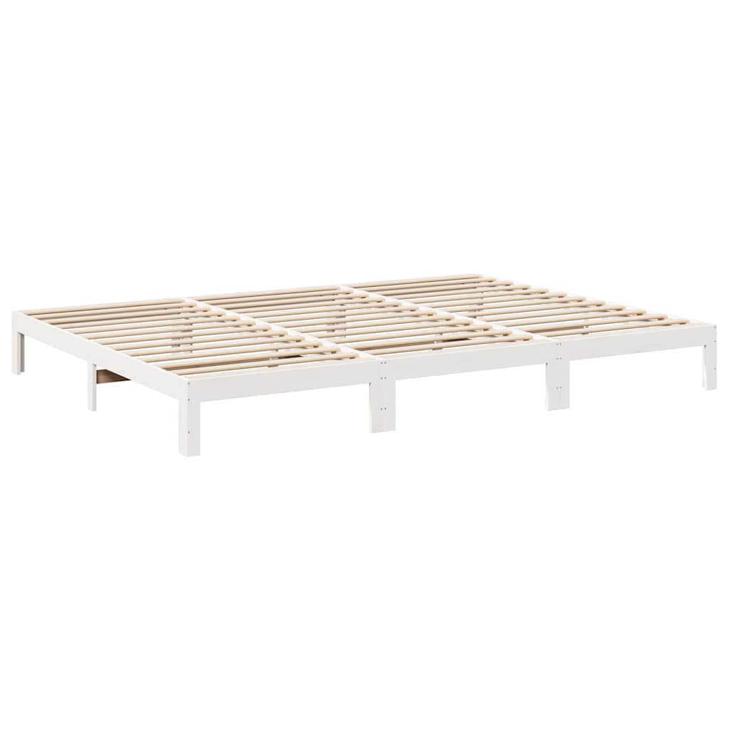 Family Bed Frame No Mattress White 240x200 cm Solid Wood Pine