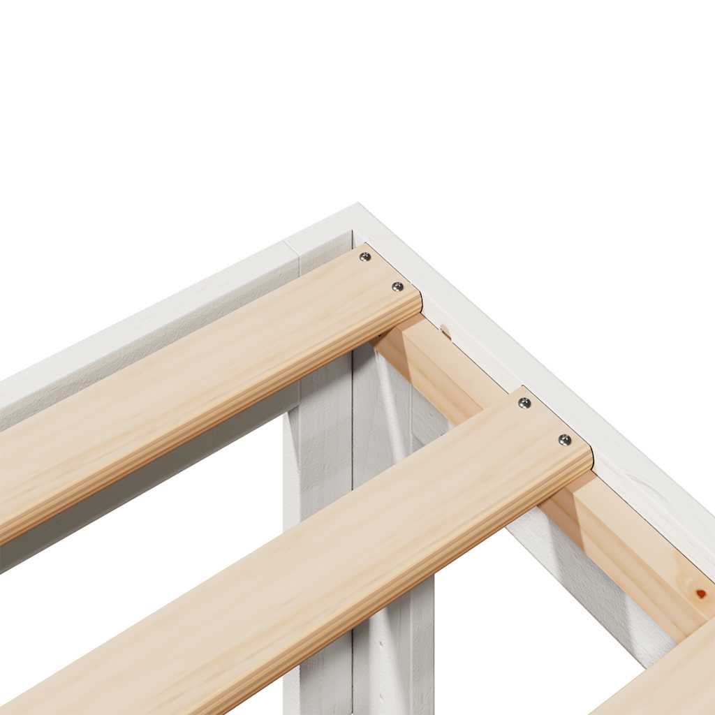 Family Bed Frame No Mattress White 240x200 cm Solid Wood Pine