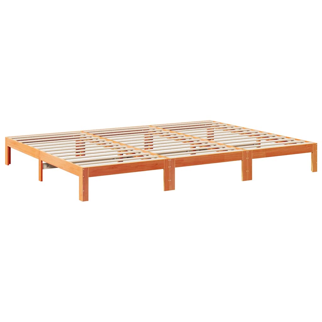 Family Bed Frame No Mattress Wax Brown 240x200 cm Solid Wood Pine