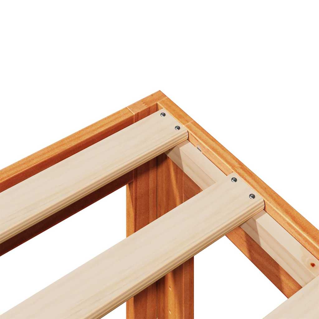 Family Bed Frame No Mattress Wax Brown 240x200 cm Solid Wood Pine