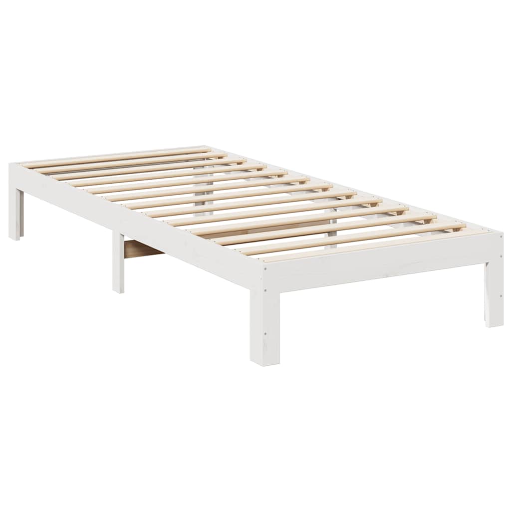 Family Bed Frame No Mattress White 270x200 cm Solid Wood Pine