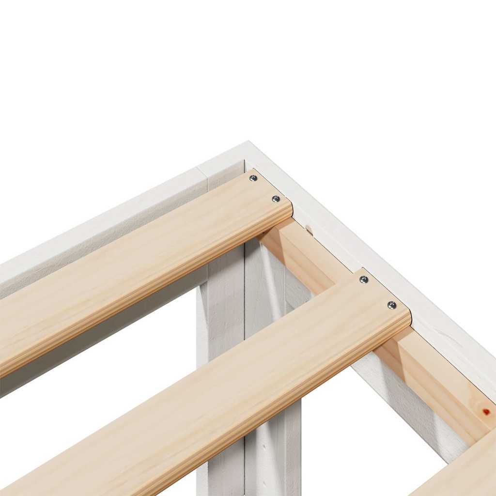 Family Bed Frame No Mattress White 270x200 cm Solid Wood Pine