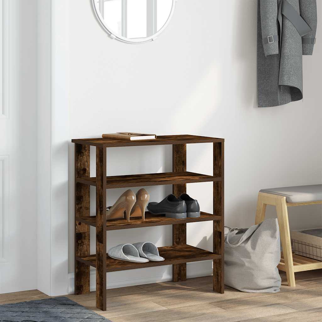 Shoe Rack Smoked Oak 61x32x70 cm Engineered Wood