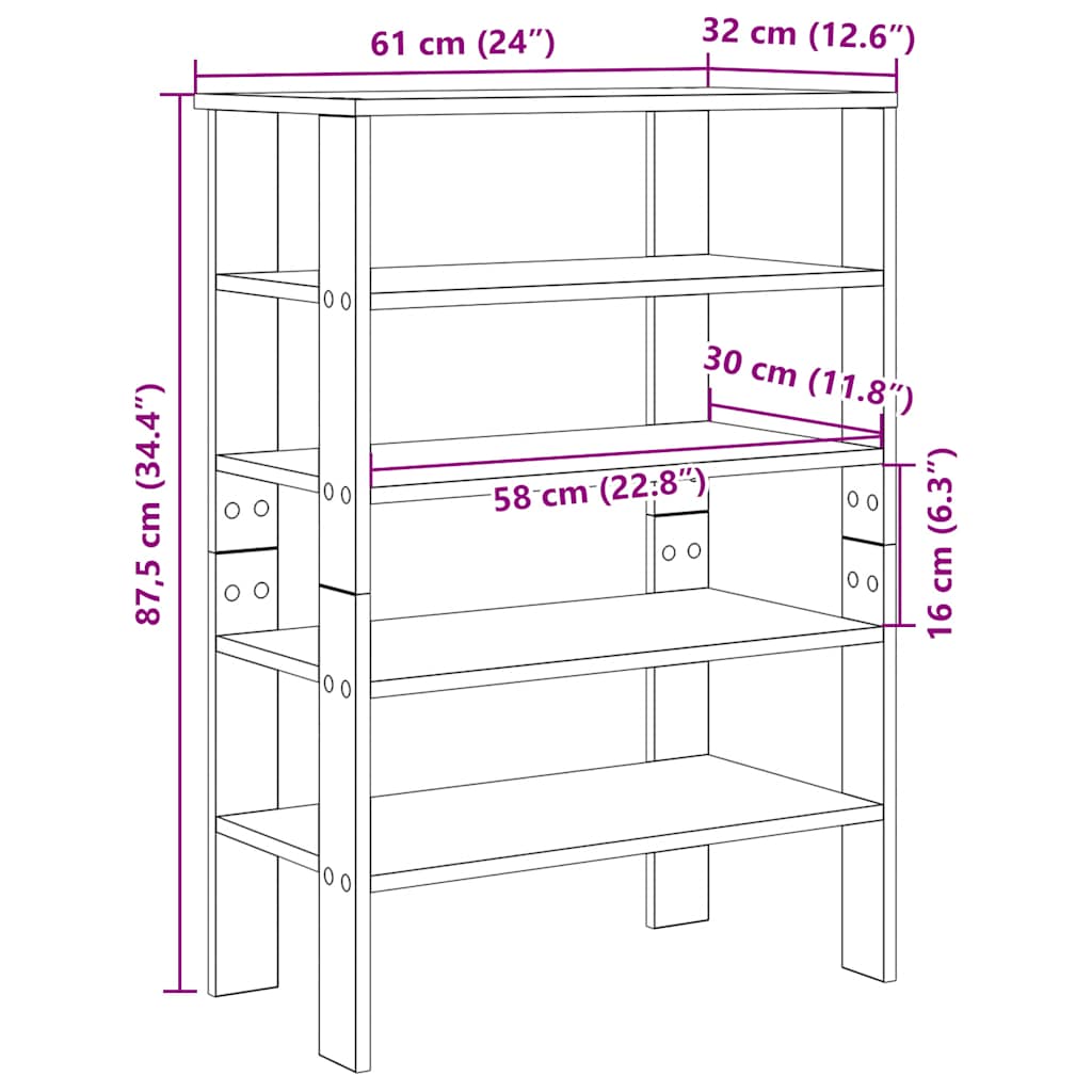 Shoe Rack Smoked Oak 61x32x87.5 cm Engineered Wood