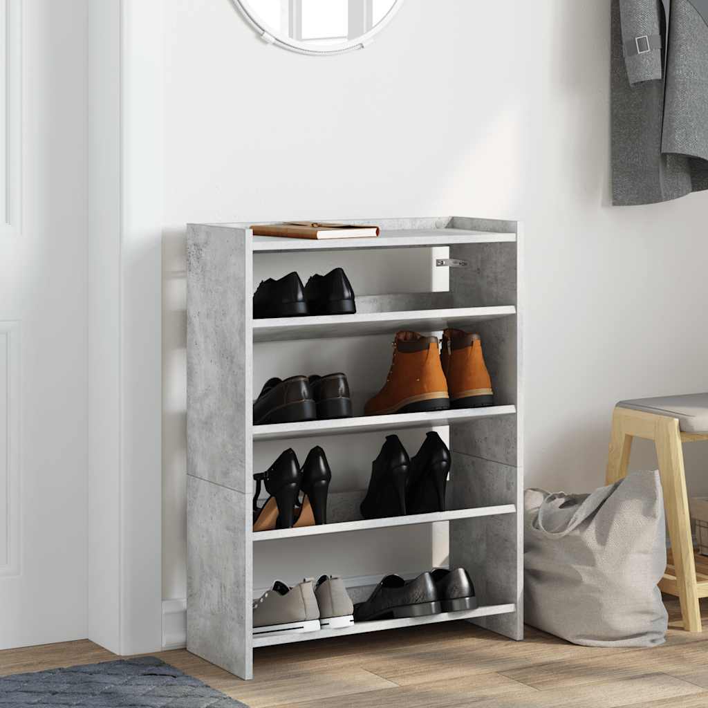 Shoe Rack Concrete Grey 60x25x81 cm Engineered Wood