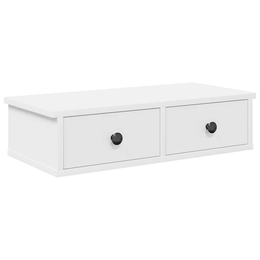 vidaXL Wall Shelf with Drawers White 60x25x15 cm Engineered Wood