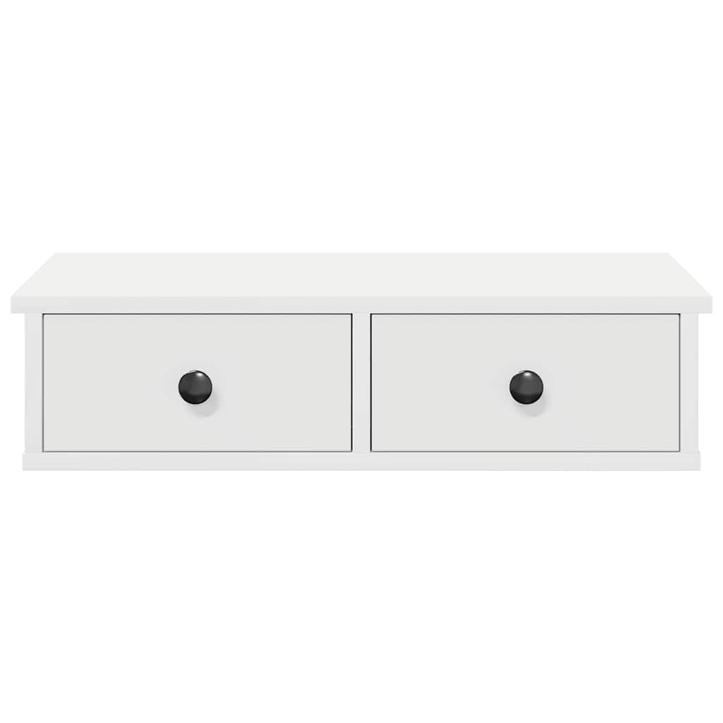 vidaXL Wall Shelf with Drawers White 60x25x15 cm Engineered Wood