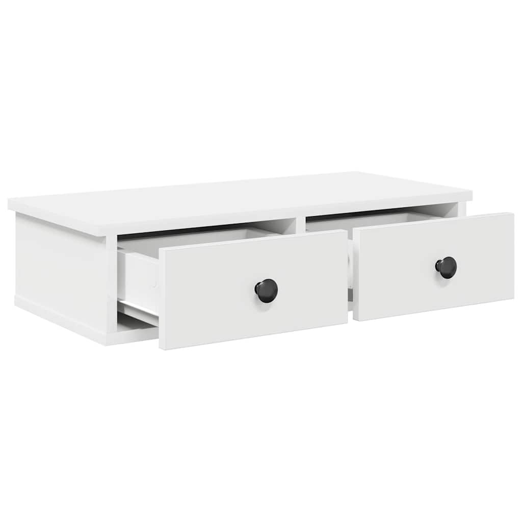 vidaXL Wall Shelf with Drawers White 60x25x15 cm Engineered Wood