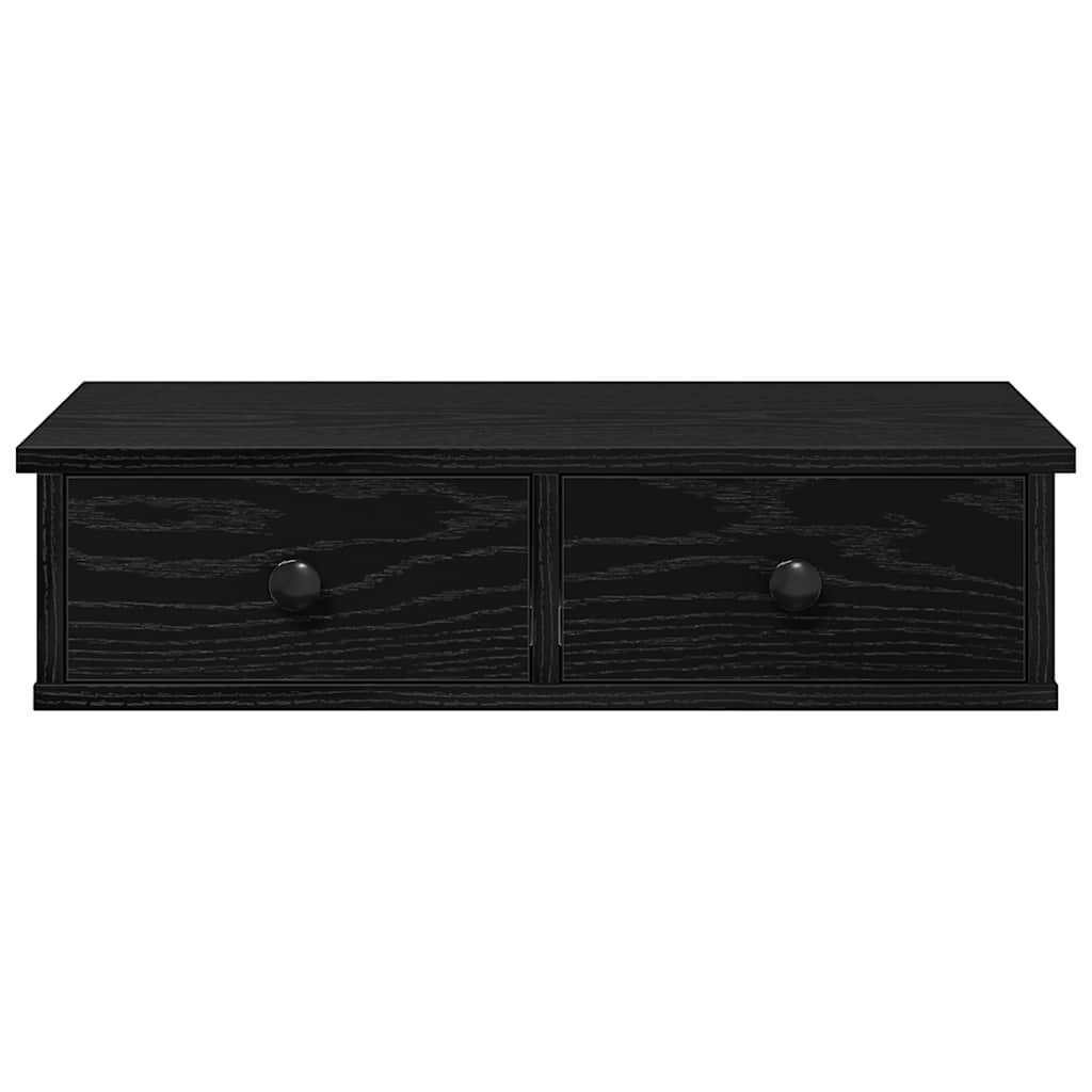 vidaXL Wall Shelf with Drawers Black 60x25x15 cm Engineered Wood