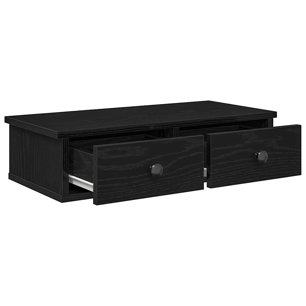 vidaXL Wall Shelf with Drawers Black 60x25x15 cm Engineered Wood