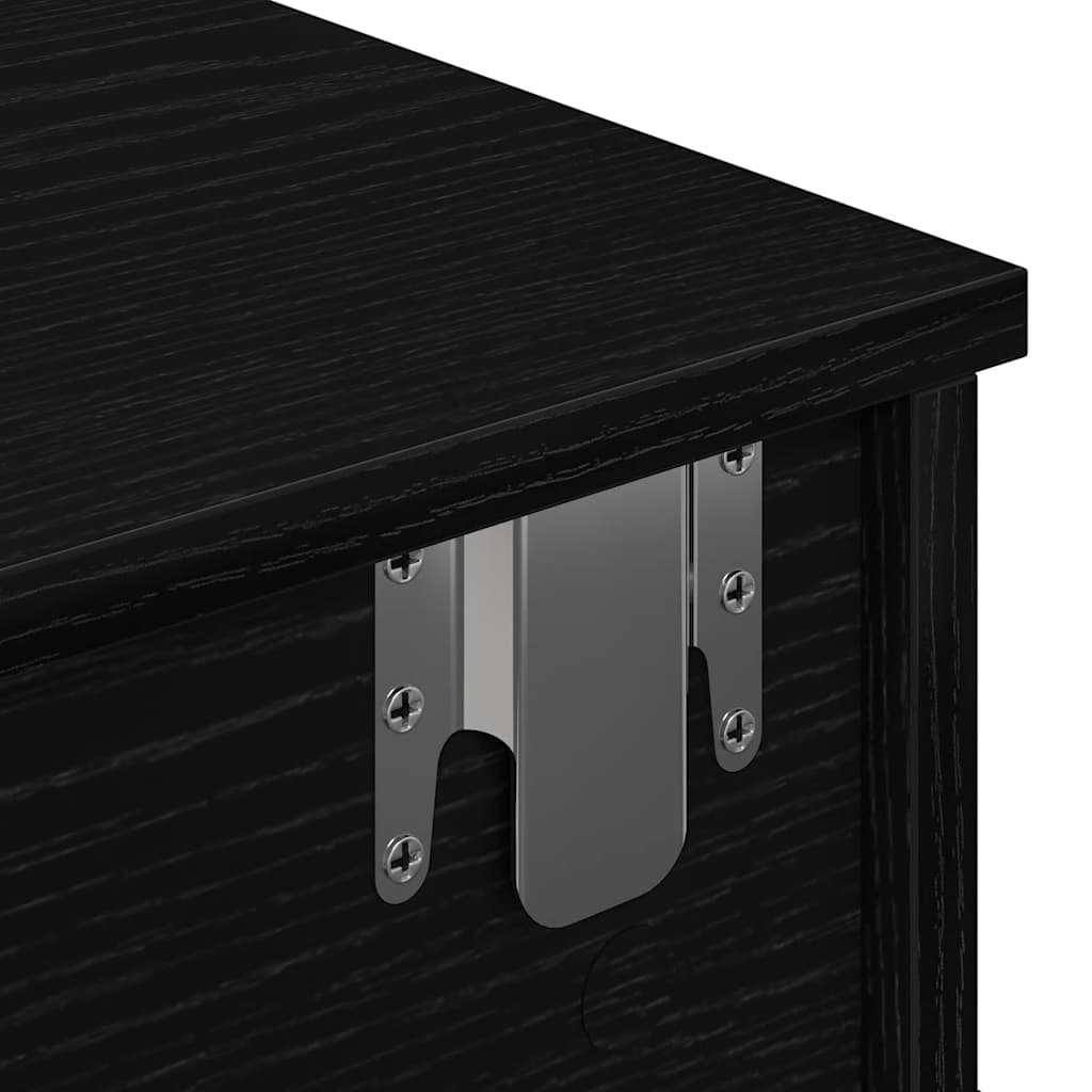 vidaXL Wall Shelf with Drawers Black 60x25x15 cm Engineered Wood