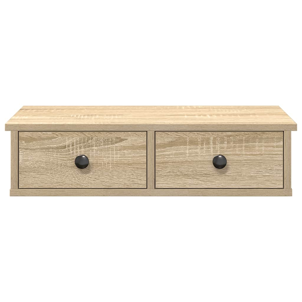 vidaXL Wall Shelf with Drawers Sonoma Oak 60x25x15 cm Engineered Wood