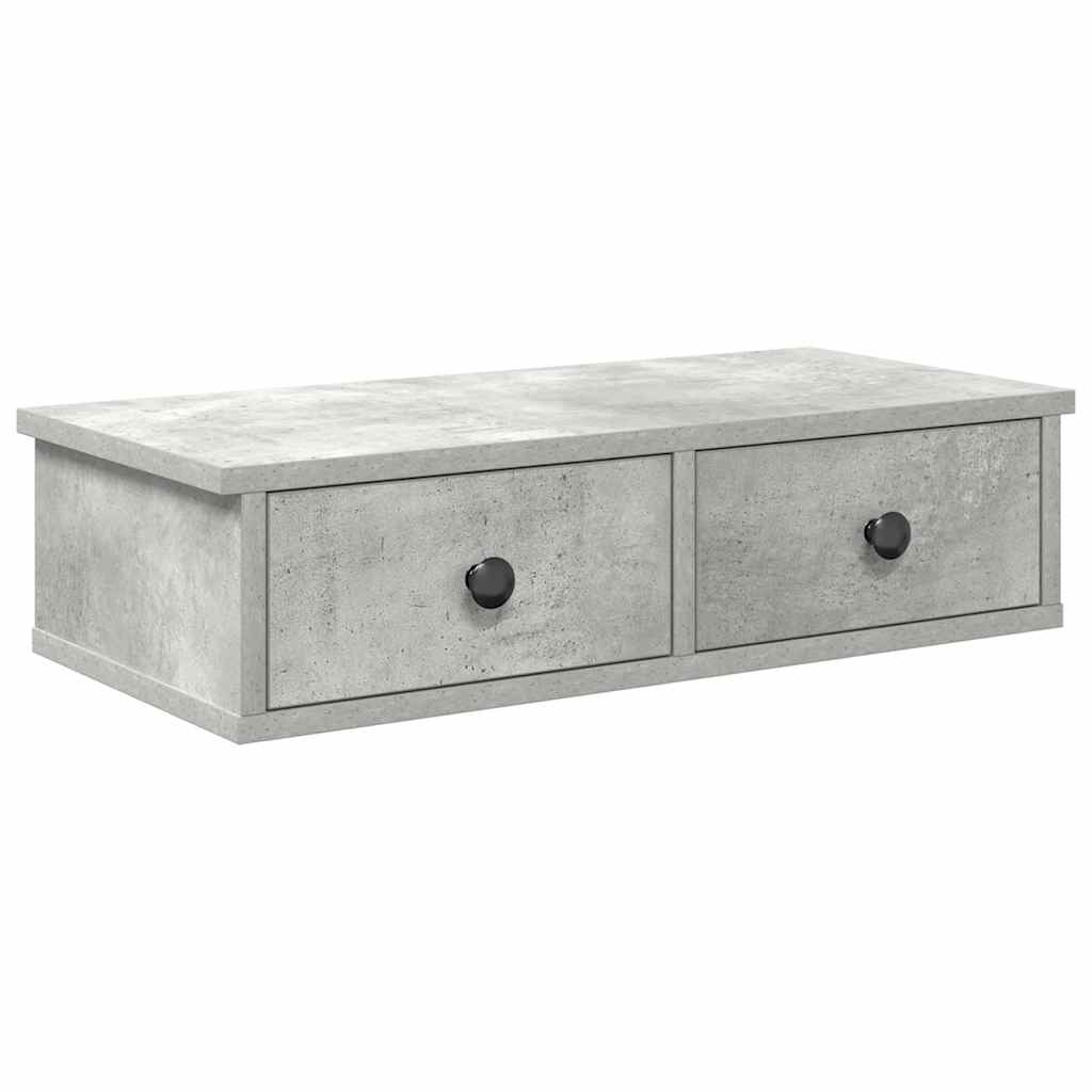 vidaXL Wall Shelf with Drawers Concrete Grey 60x25x15 cm Engineered Wood