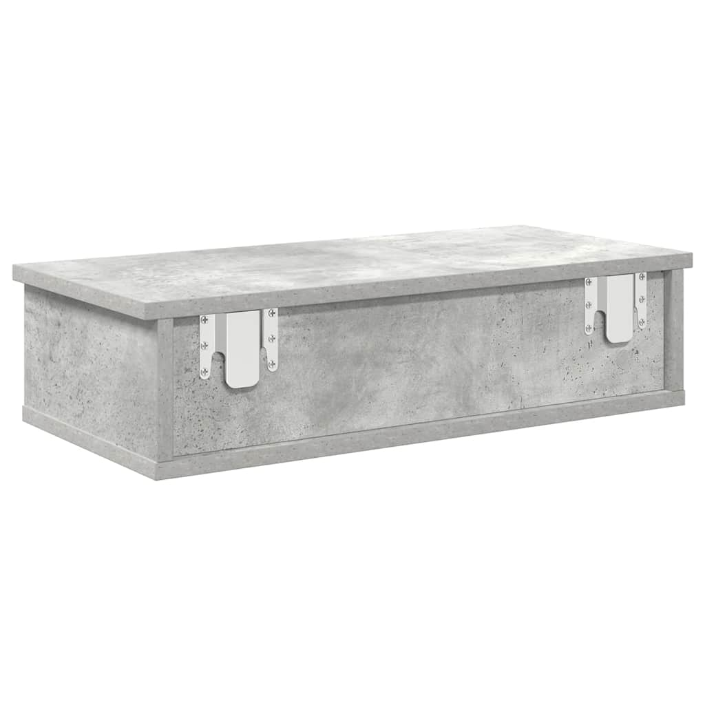 vidaXL Wall Shelf with Drawers Concrete Grey 60x25x15 cm Engineered Wood